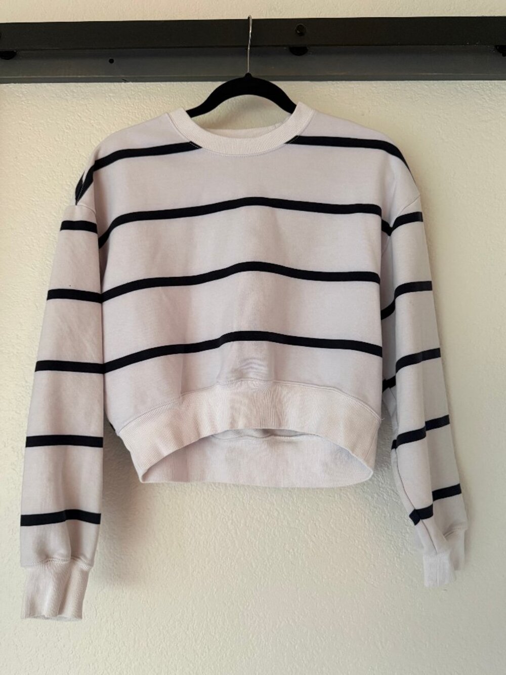 Athleta Striped Cropped Crewneck Sweatshirt
